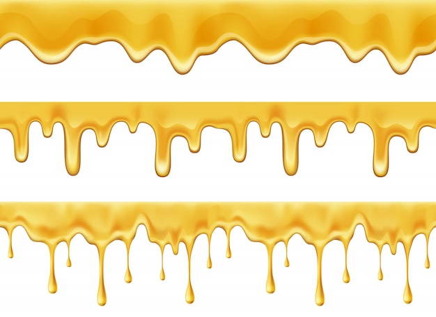 Free Vector melting dripping honey drops realistic