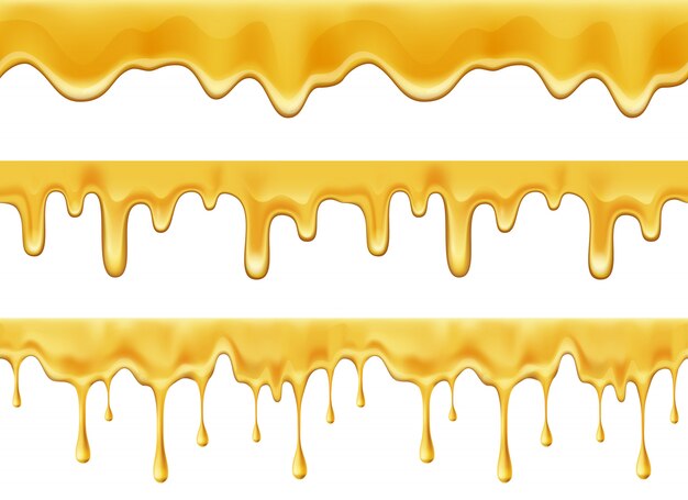 Melting dripping honey drops realistic