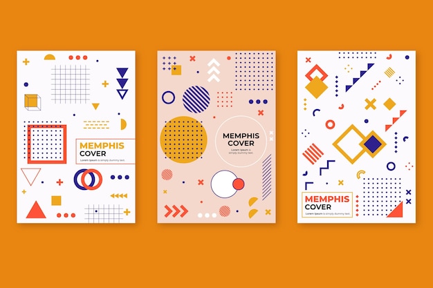 Free vector memphis design cover collection