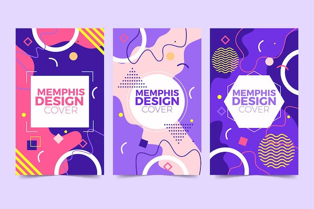 Free Vector memphis design cover collection