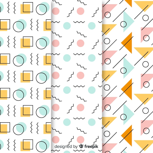 Free vector memphis pattern collection wallpaper