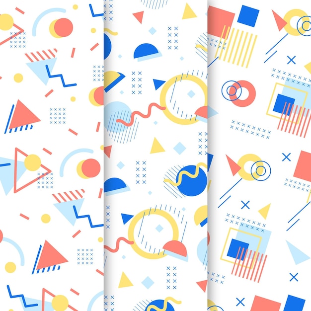 Free Vector memphis pattern collection