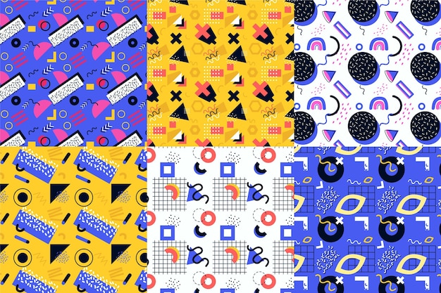 Free vector memphis pattern collection