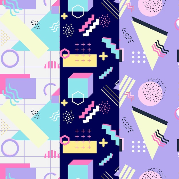 Free vector memphis pattern collection