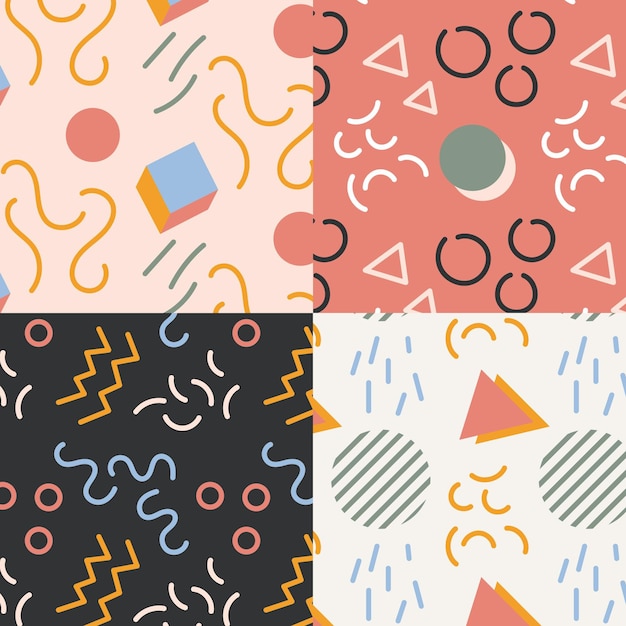 Free vector memphis pattern collection