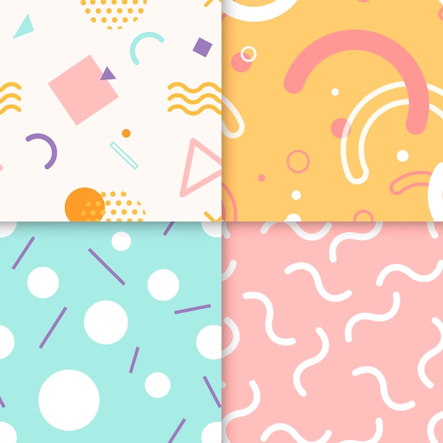 Free vector memphis pattern collection