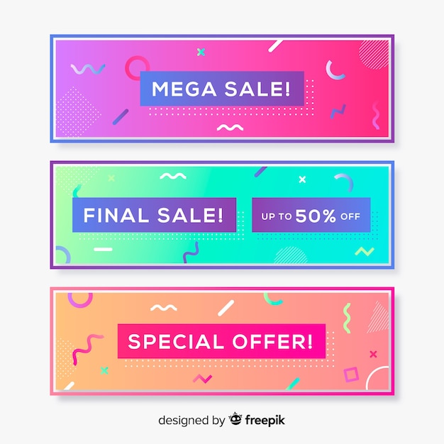 Free Vector memphis sale banner collection