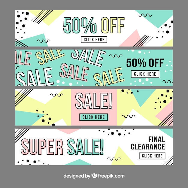 Free vector memphis sale banners