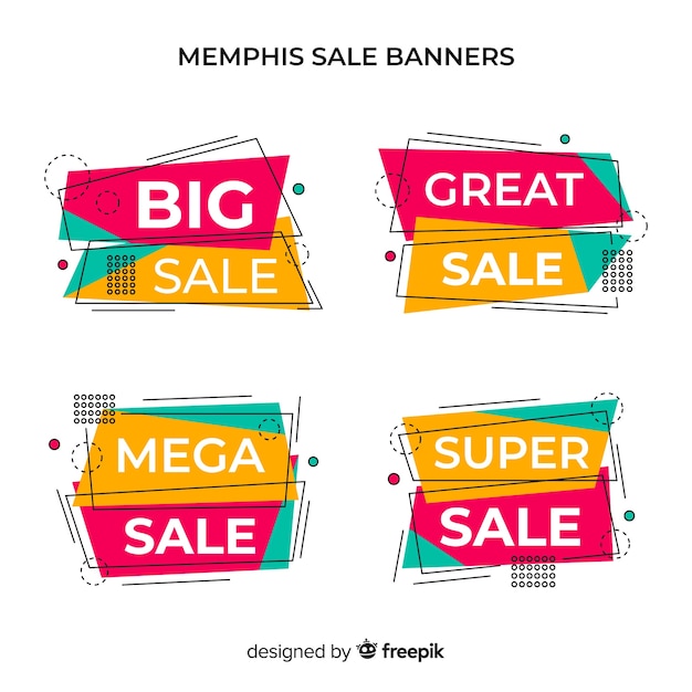 Free Vector memphis sale banners