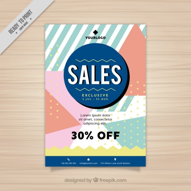 Free Vector memphis sale brochure 