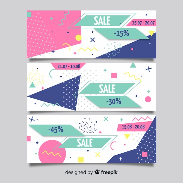 Free Vector memphis sales banner template design set