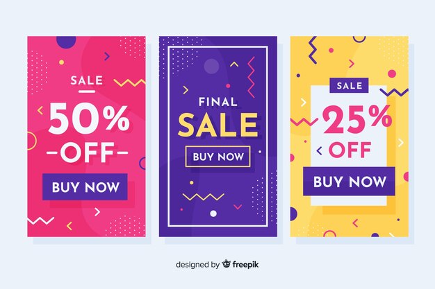 Memphis sales banners template collection