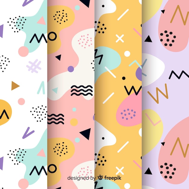 Free vector memphis seamless pattern set