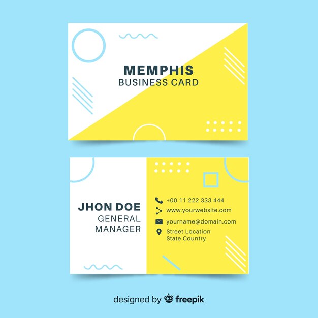 Memphis style business card template