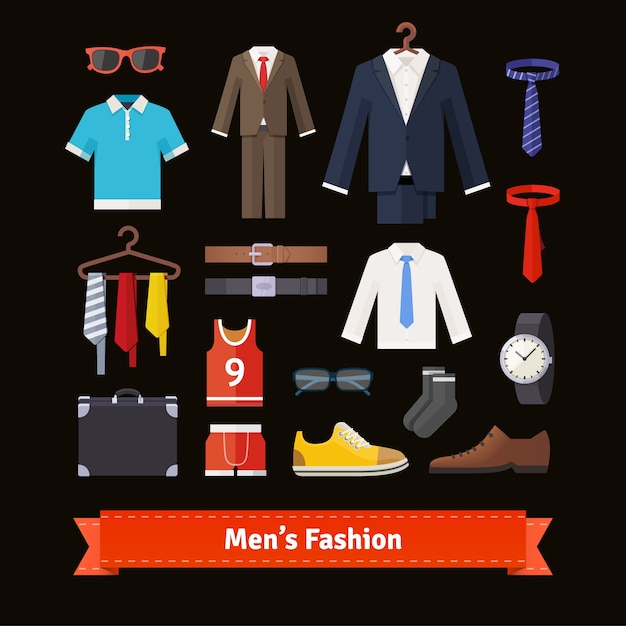 Free vector men fashion colourful flat icon set