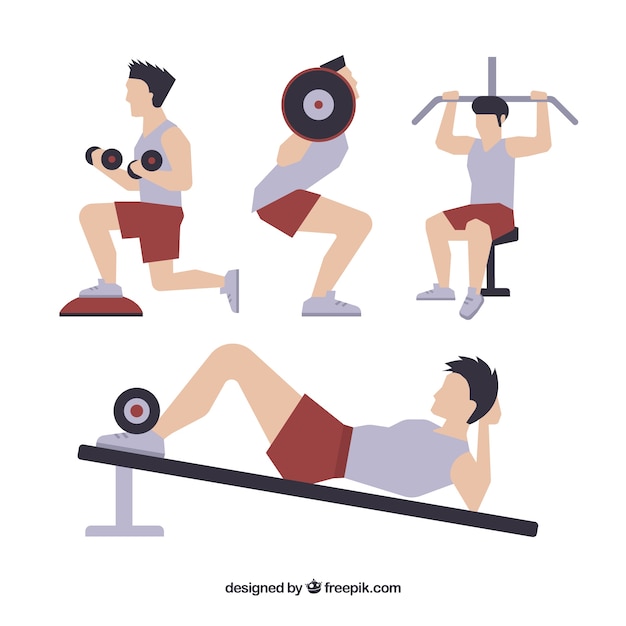 Free vector men practicing exercise