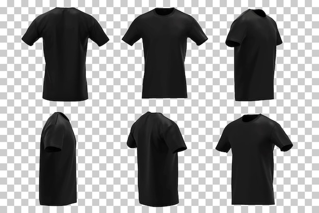 Free Vector men's black t-shirt in different views with realistic style