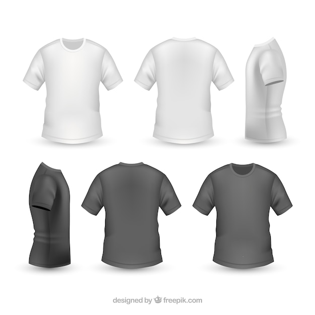 Men's t-shirt in different views with realistic style