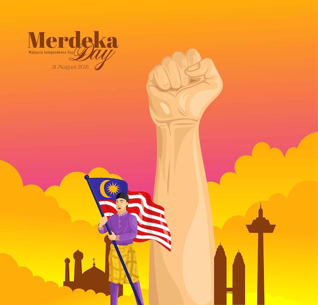 Free Vector merdeka day or malaysian independence day celebration background