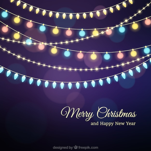 Free Vector merry christmas background with colorful bulbs