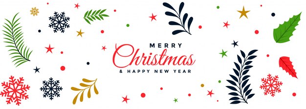 Merry christmas decorative leaves festival banner 