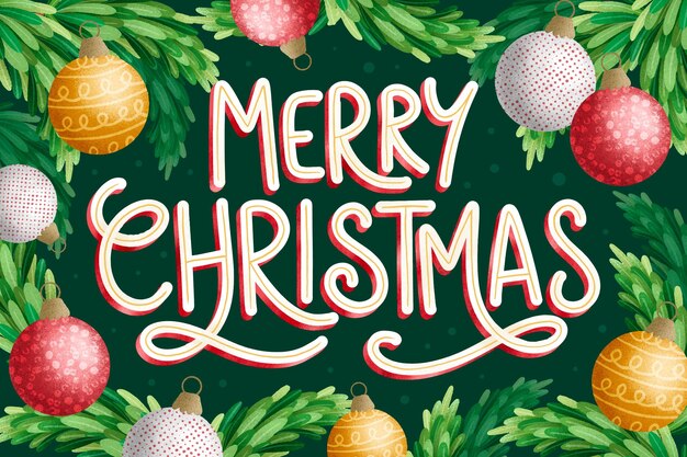 Merry christmas lettering on festival background