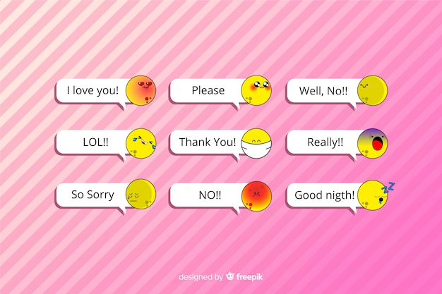 Free Vector messages with emojis on pink background