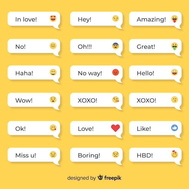 Free Vector messages with emojis reactions