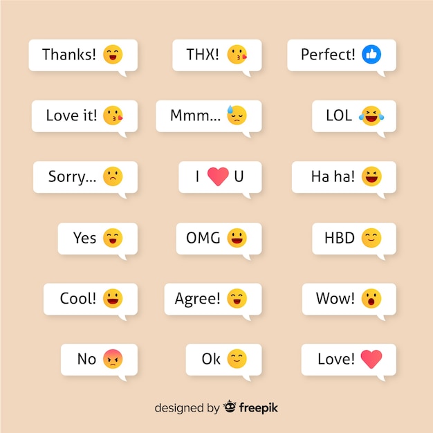 Free Vector messages with emojis reactions