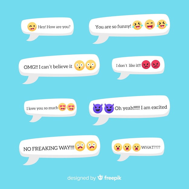 Free Vector messages with emojis reactions