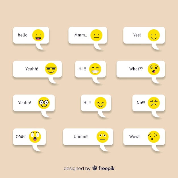 Free Vector messages with emojis reactions