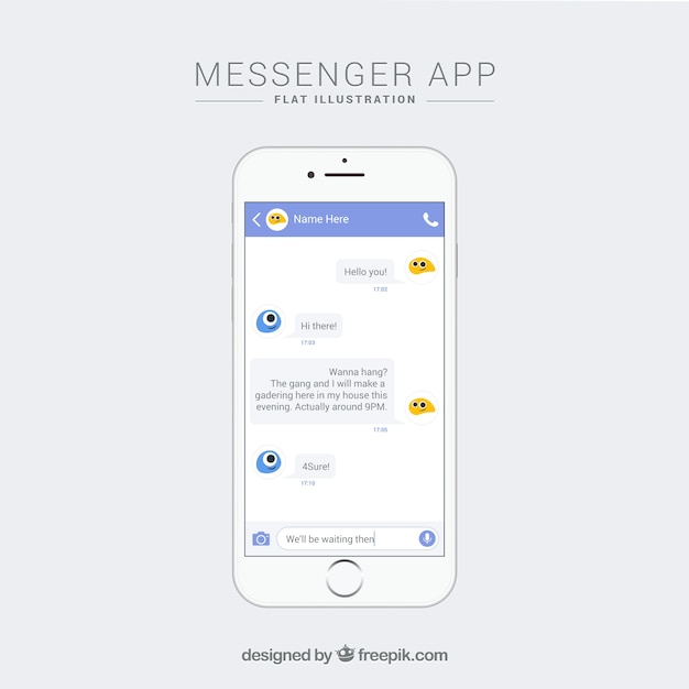 Messenger app for mobile in flat style