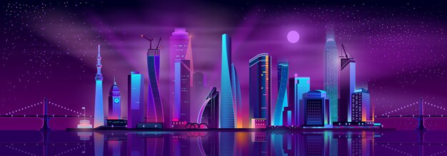 Metropolis nightlife cartoon background