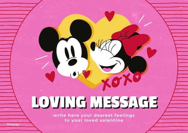 Free vector mickey and minnie mouse valentines day card