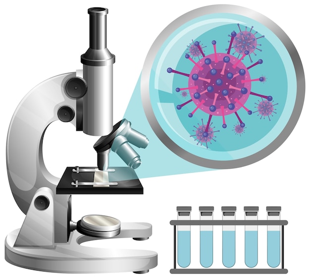 Free Vector microscope view germs and virus