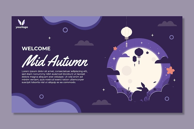 Mid autumn festival horizontal banner template