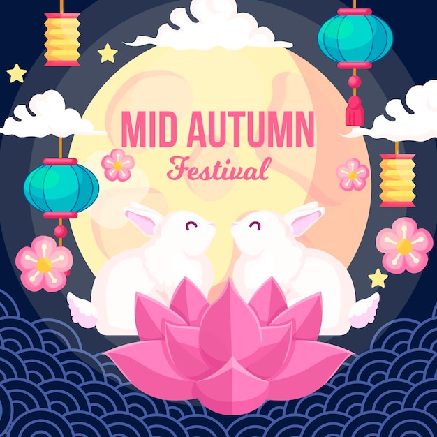 Free vector mid-autumn festival illustration design