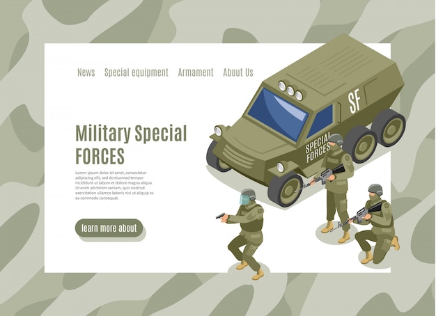 Free Vector military special forces landing page