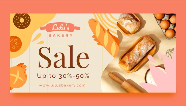 Free Vector minimal bakery shop sale banner