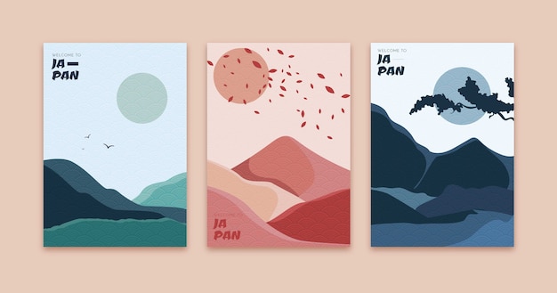 Free vector minimal colorful japanese covers collection