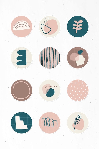 Free Vector minimal doodle social story highlights icon set vector