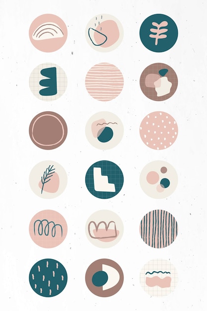 Free Vector minimal doodle social story highlights icon set