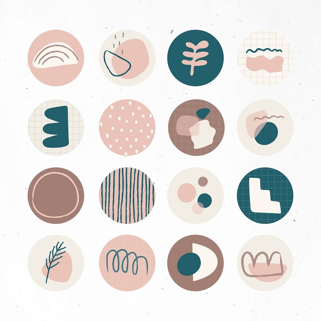 Free Vector minimal doodle social story highlights icon set