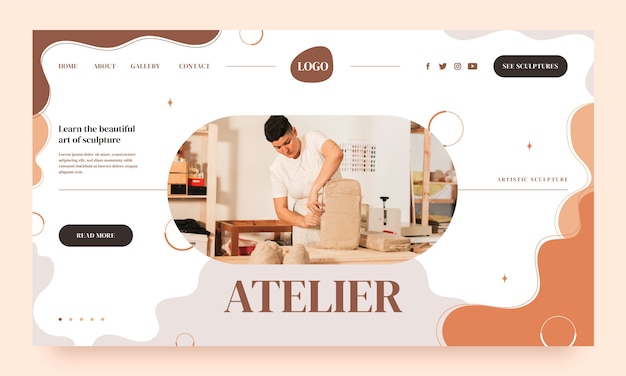 Free Vector minimal dynamic atelier landing page