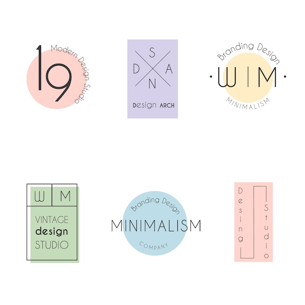 Free Vector minimal logo collection with pastel colors