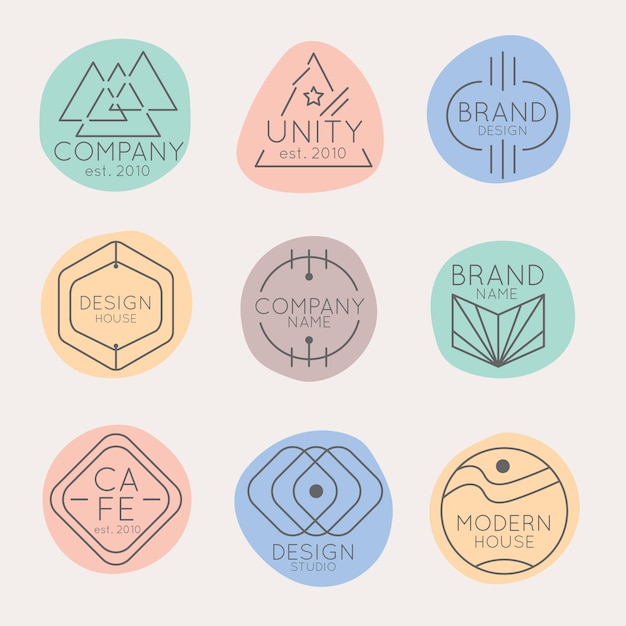 Free Vector minimal logo pack with pastel colors