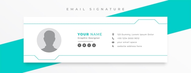 Free vector minimal style mail signature card template in horizontal layout design