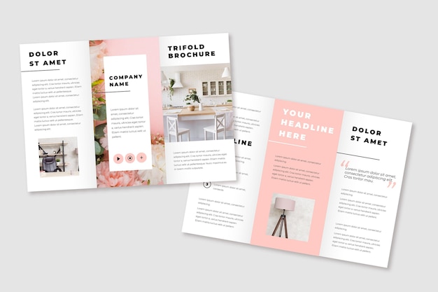 Minimal trifold brochure with house decor