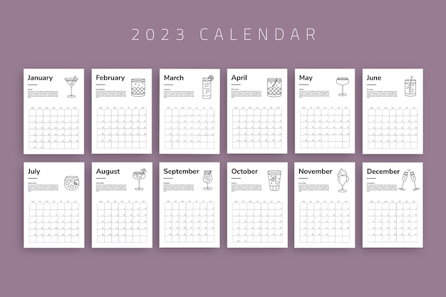 Minimalist the bartender calendar