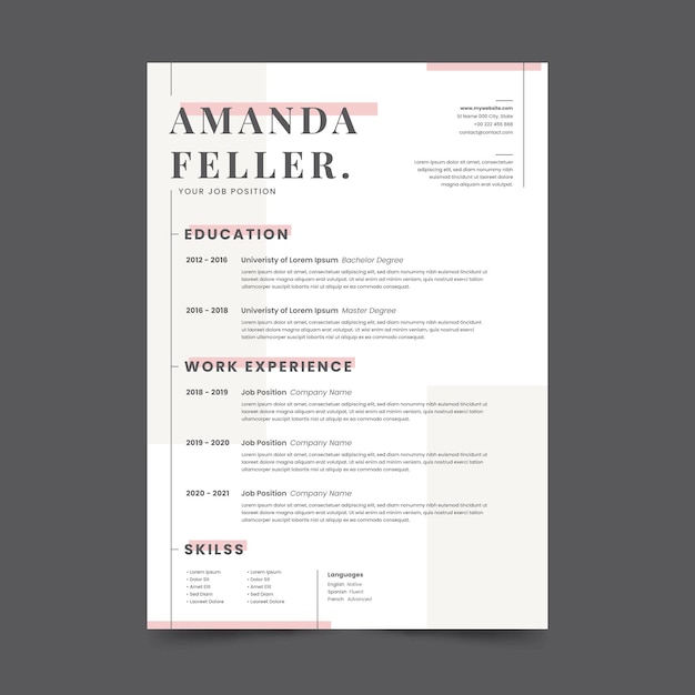 Minimalist cv template